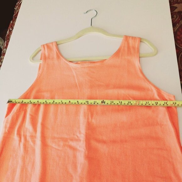 COLD Water Creek Sleeveless Dress Peach 100% cotton w/attached 1/2 tie at waist. - Picture 6 of 8